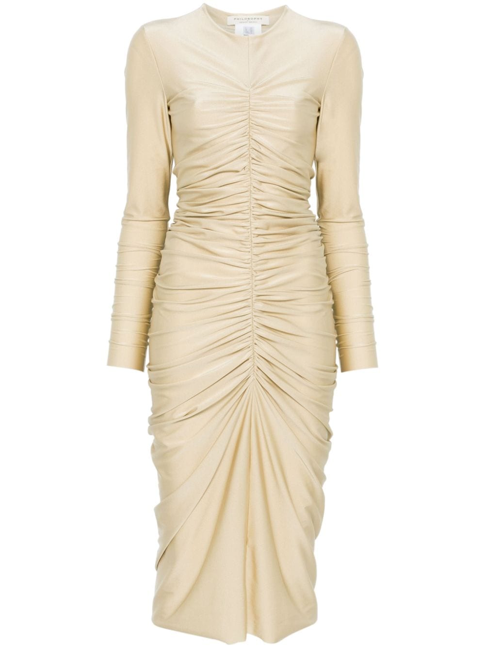 Shop Philosophy Di Lorenzo Serafini Draped Midi Dress In Neutrals