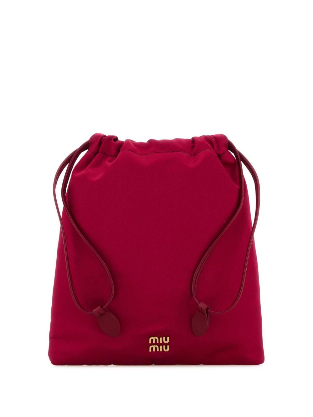 Shop Miu Miu Logo Lettering Satin Pouch In Pink