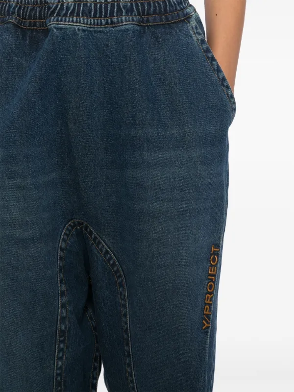 Y/Project logo-embroidered Jeans | Blue | FARFETCH AZ