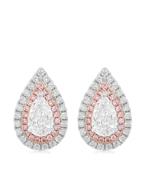 HYT Jewelry أقراط ذهب أبيض عيار 18 مرصعة بألماس