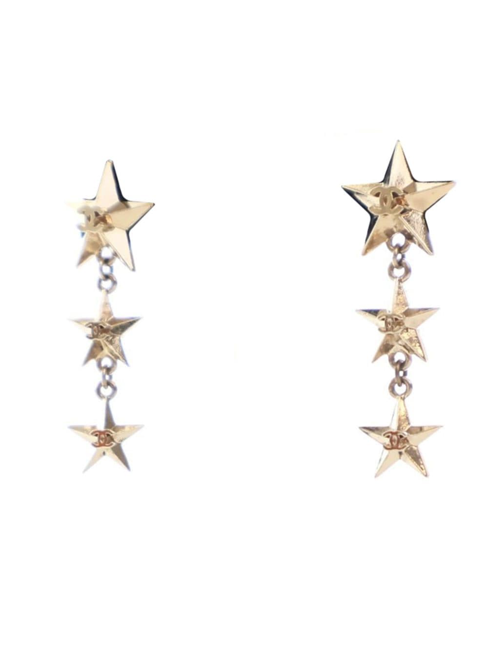 CHANEL Pre-Owned 20th Century Gold Plated CC Star Drop Push Back costume earrings - Goud