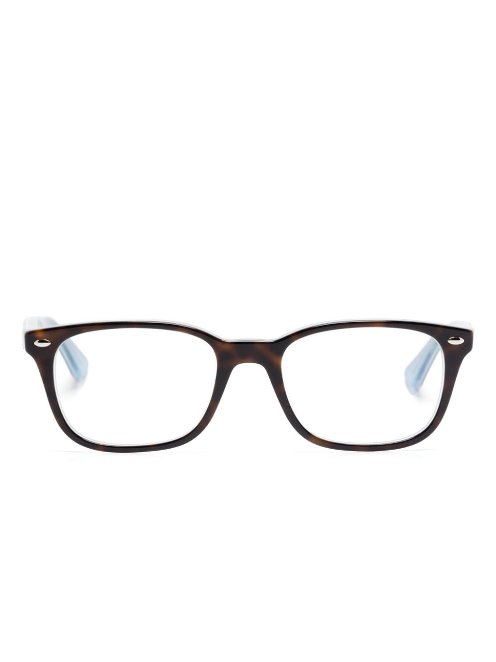 Shop Ray Ban Rectangle Frame Glasses In Brown