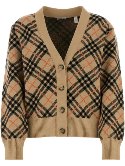 Burberry Cardigan de cashmere xadrez