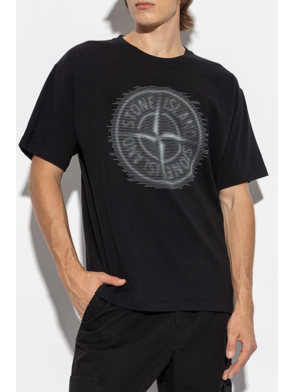 Shop Stone Island Logo T-shirt In Black