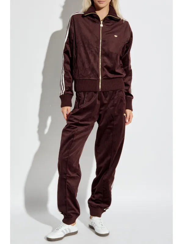 Adidas logo patch Velvet Track Pants Brown FARFETCH AO