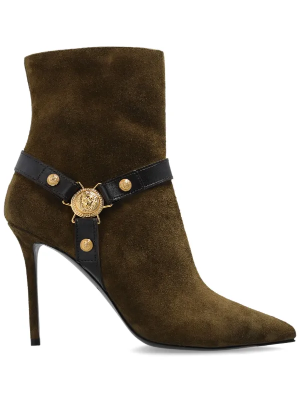 Balmain 105mm Pointed Suede Ankle Boots Green FARFETCH CA