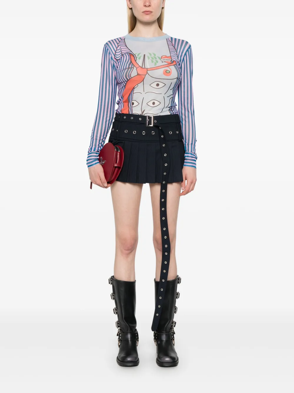 Charles Jeffrey Loverboy Mesh T-shirt met lange mouwen Roze