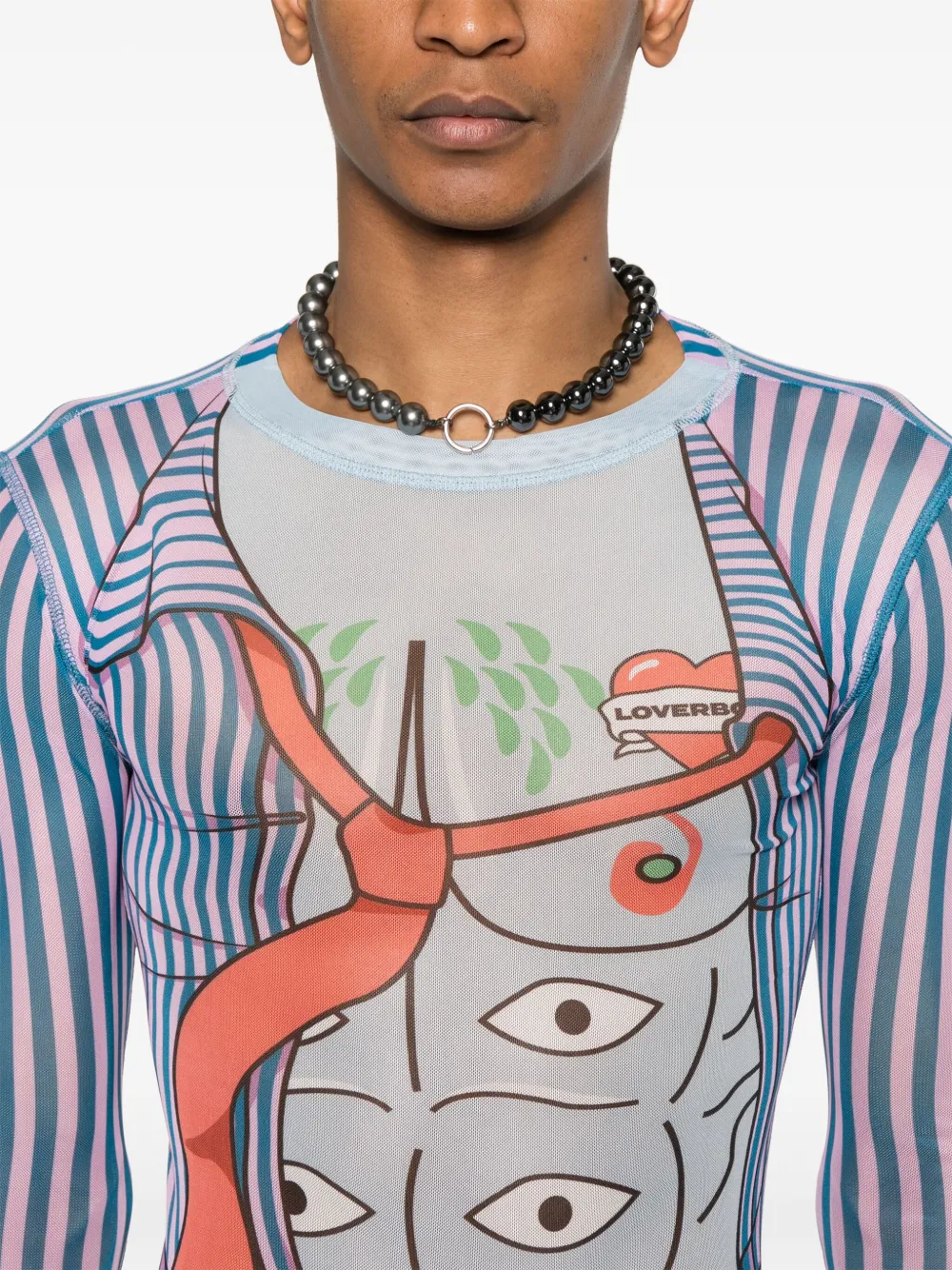 Charles Jeffrey Loverboy Mesh T-shirt met lange mouwen Roze