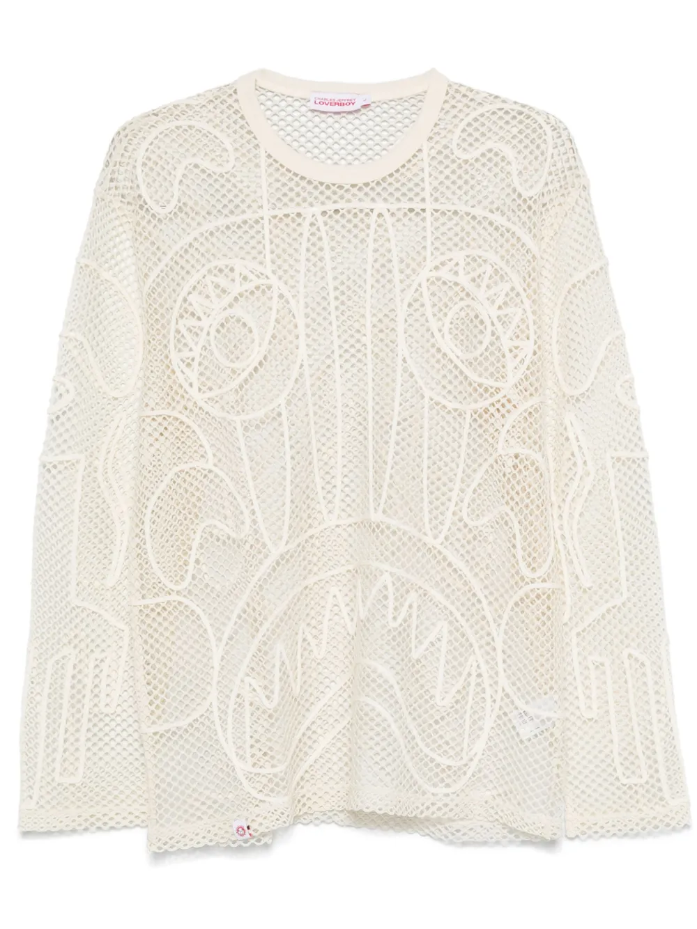 Charles Jeffrey Loverboy monogram-jacquard mesh T-shirt - Neutrals