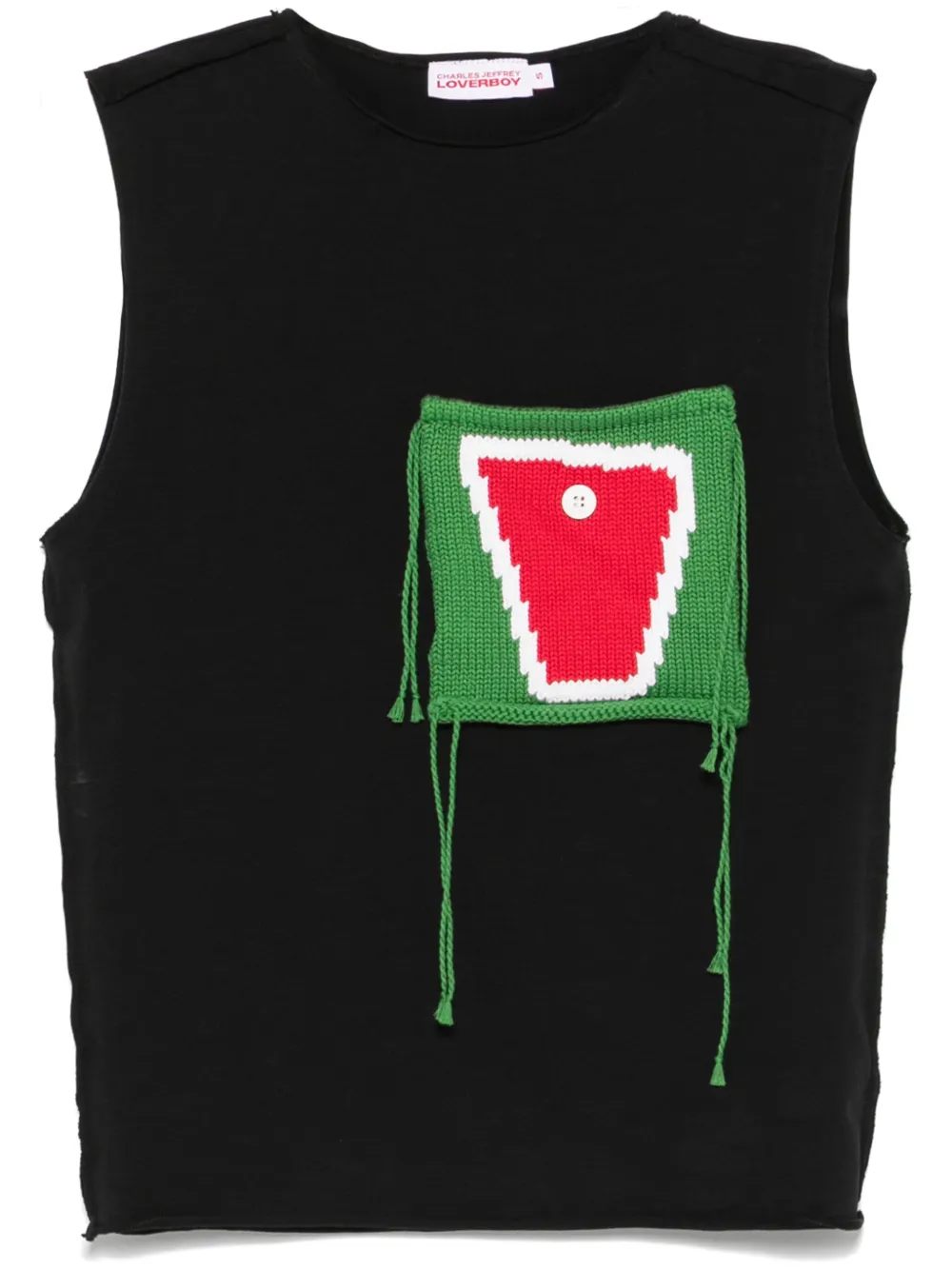 Charles Jeffrey Loverboy knitted patch-pocket vest - Black