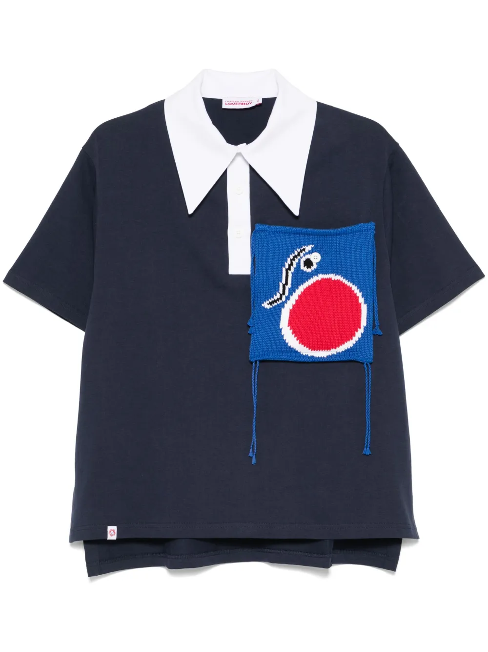 Charles Jeffrey Loverboy knitted patch-pocket polo shirt - Blue