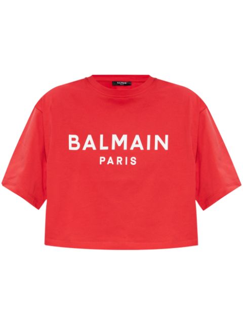 Balmain logo-print cropped T-shirt Women