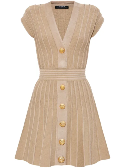 Robe courte en maille nervurée - Balmain - Modalova