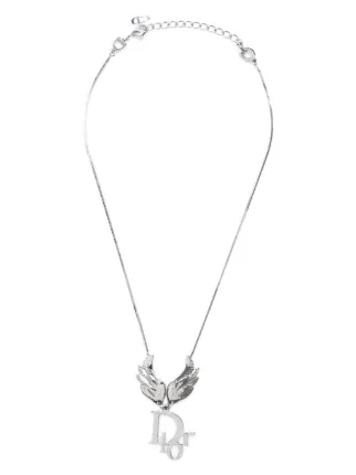 Christian Dior Pre-Owned Angel Logo Pendant Necklace | Silver | FARFETCH