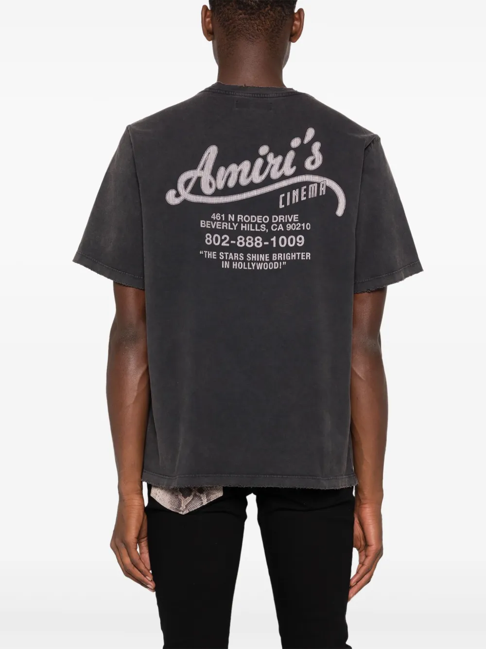 Amiri Cinema Distressed Cotton Graphic T-shirt In Black
