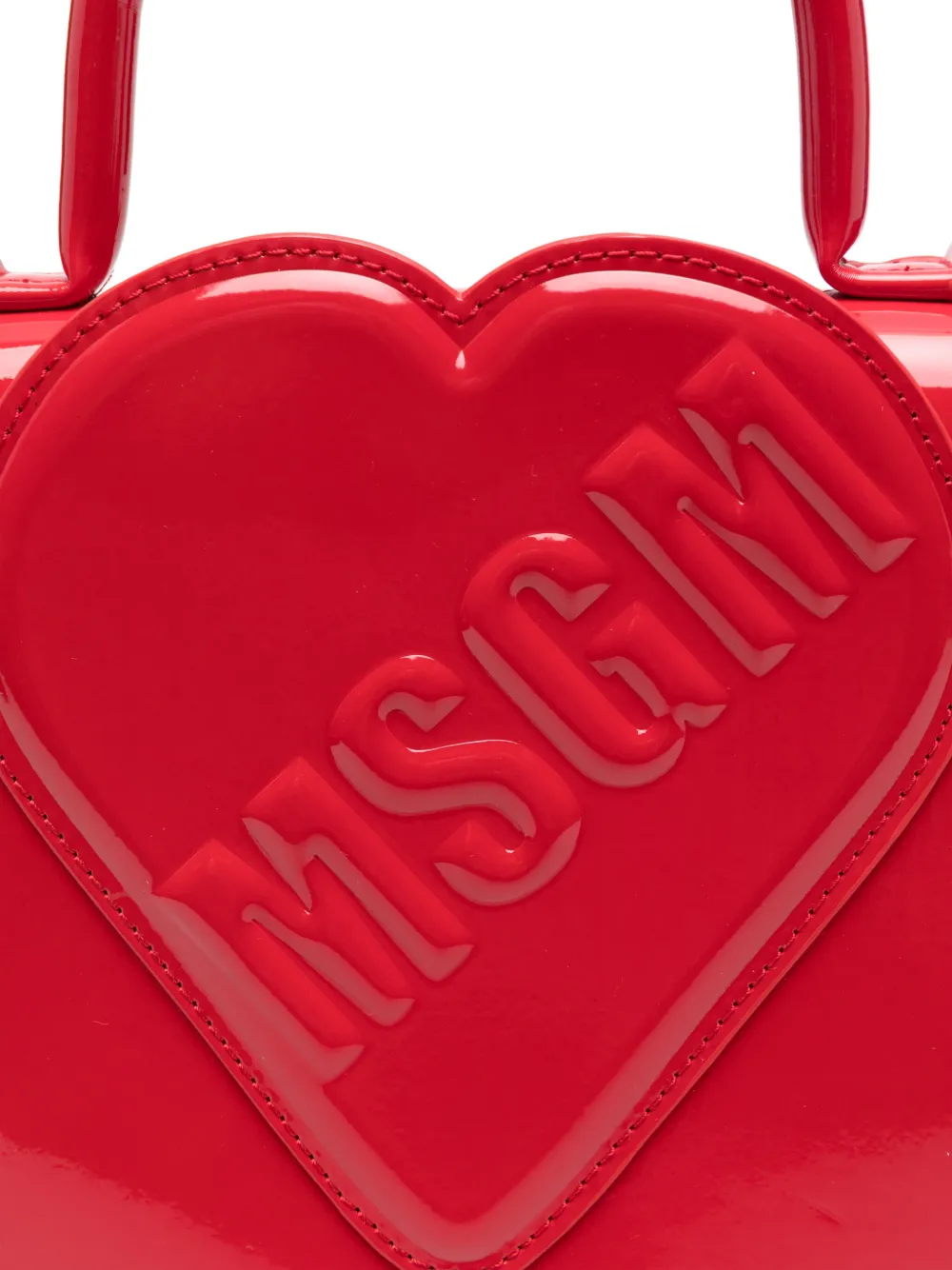 Msgm Heart-patch Shoulder Bag In Red