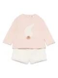 Il Gufo bunny-motif short set - White