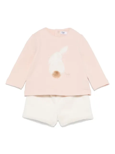 Il Gufo bunny-motif short set 