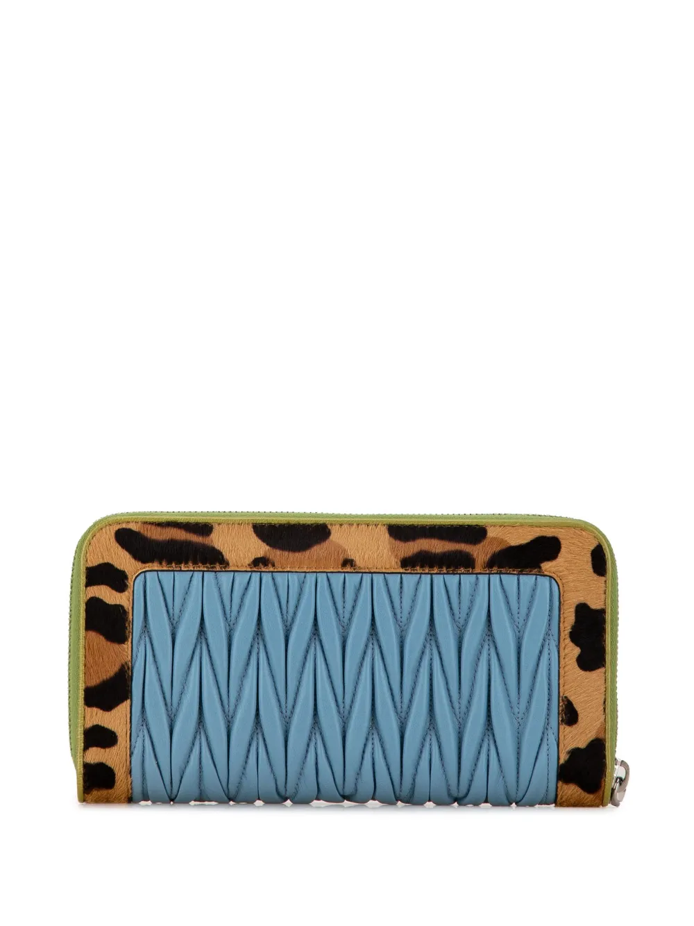 Miu Miu Pre-Owned 20th Century Cavallino Leopard Print Nappa Matelasse Wallet long wallets - Bruin