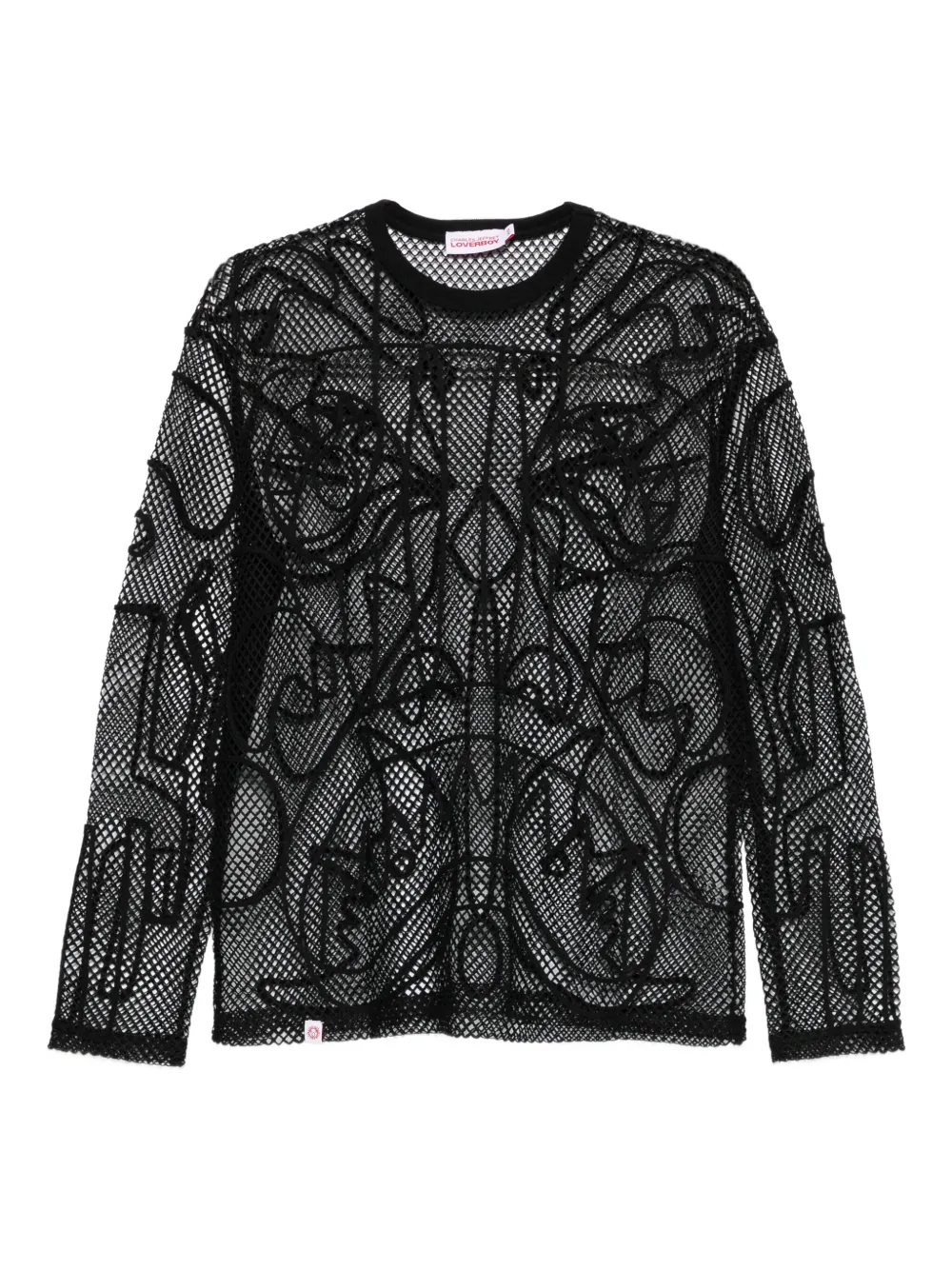 Charles Jeffrey Loverboy graphic-net long-sleeve T-shirt | Black | Image 1