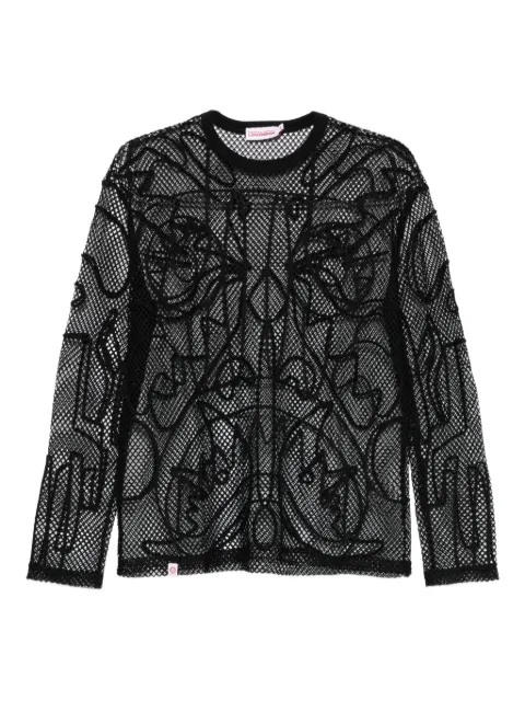 Charles Jeffrey Loverboy graphic-net long-sleeve T-shirt