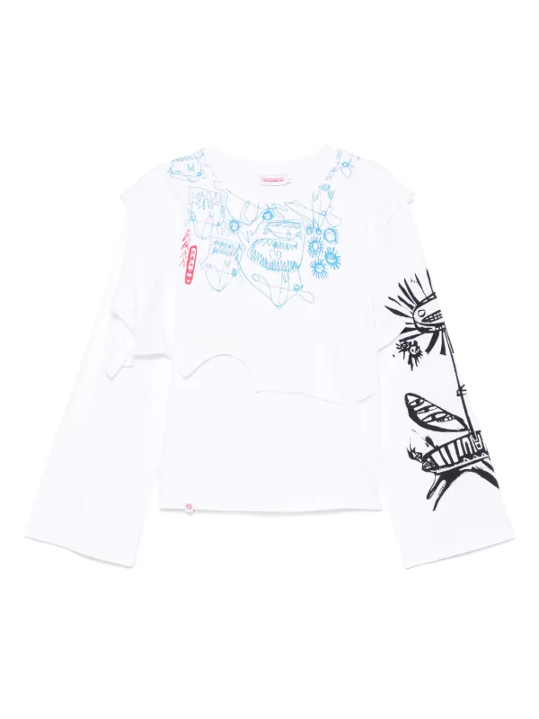 Tシャツ・カットソー CHARLES JEFFREY LOVERBOY ARTWORK T-SHIRT WHITE BLUE PLALLAL CHARLES JEFFREY LOVERBOY CJLSS21AT ARTWORK T-SHIRT WHITE