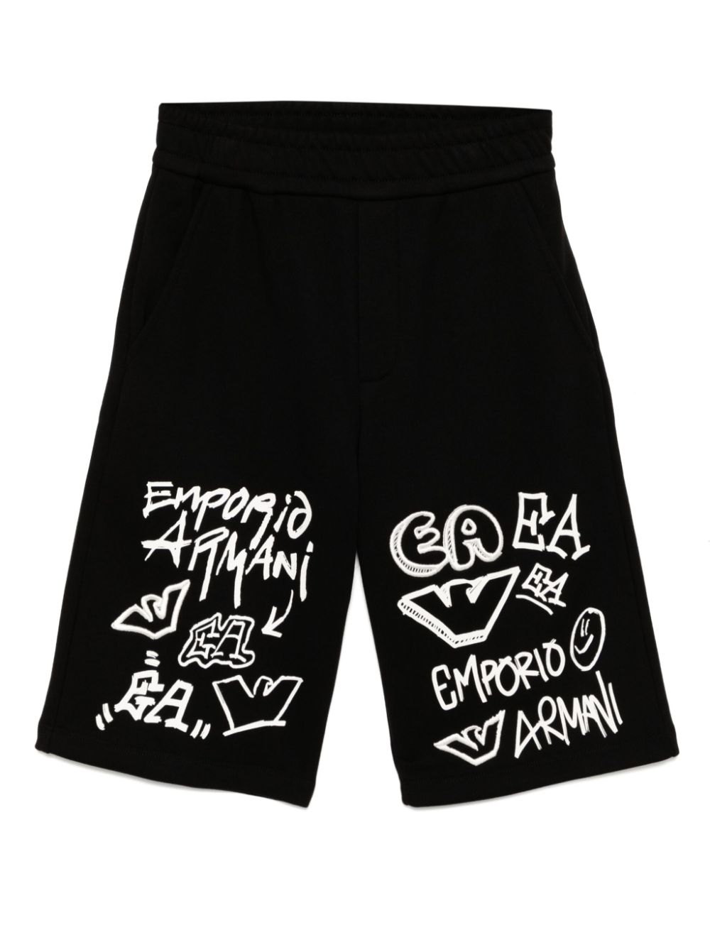 Emporio Ar i Kids Shorts met graffiti logoprint Zwart