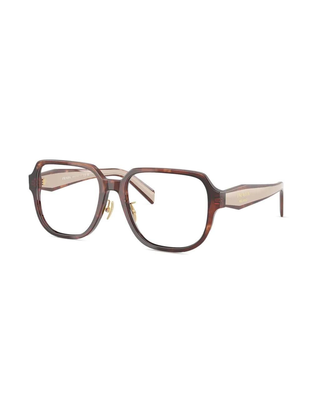 Prada Eyewear Bril met vierkant montuur - Beige