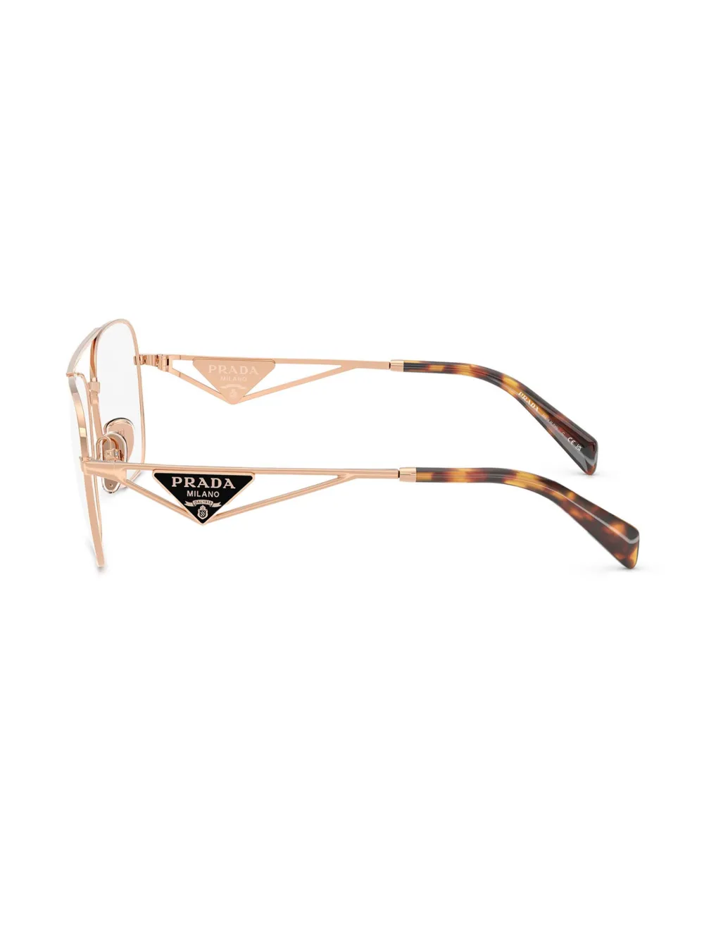 Prada Eyewear Bril met email logo Goud