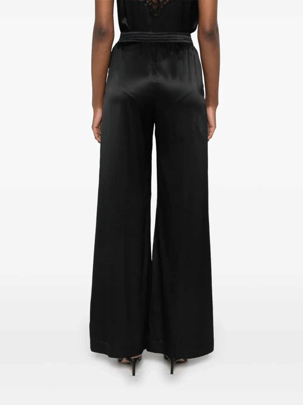 Ermanno Scervino Satin Trousers In Black