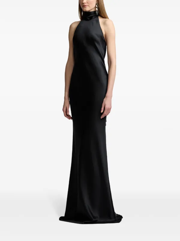 ralph lauren black sleeveless dress Lauren Ralph Lauren Black Gold Chain Print Belted Midi Dress Sleeveless 8