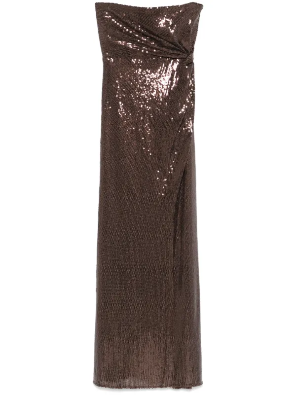 Alex Perry Sequined Gown in Brown