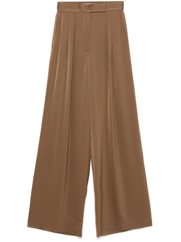 Alex Perry Double-pleat Satin Trousers in Brown