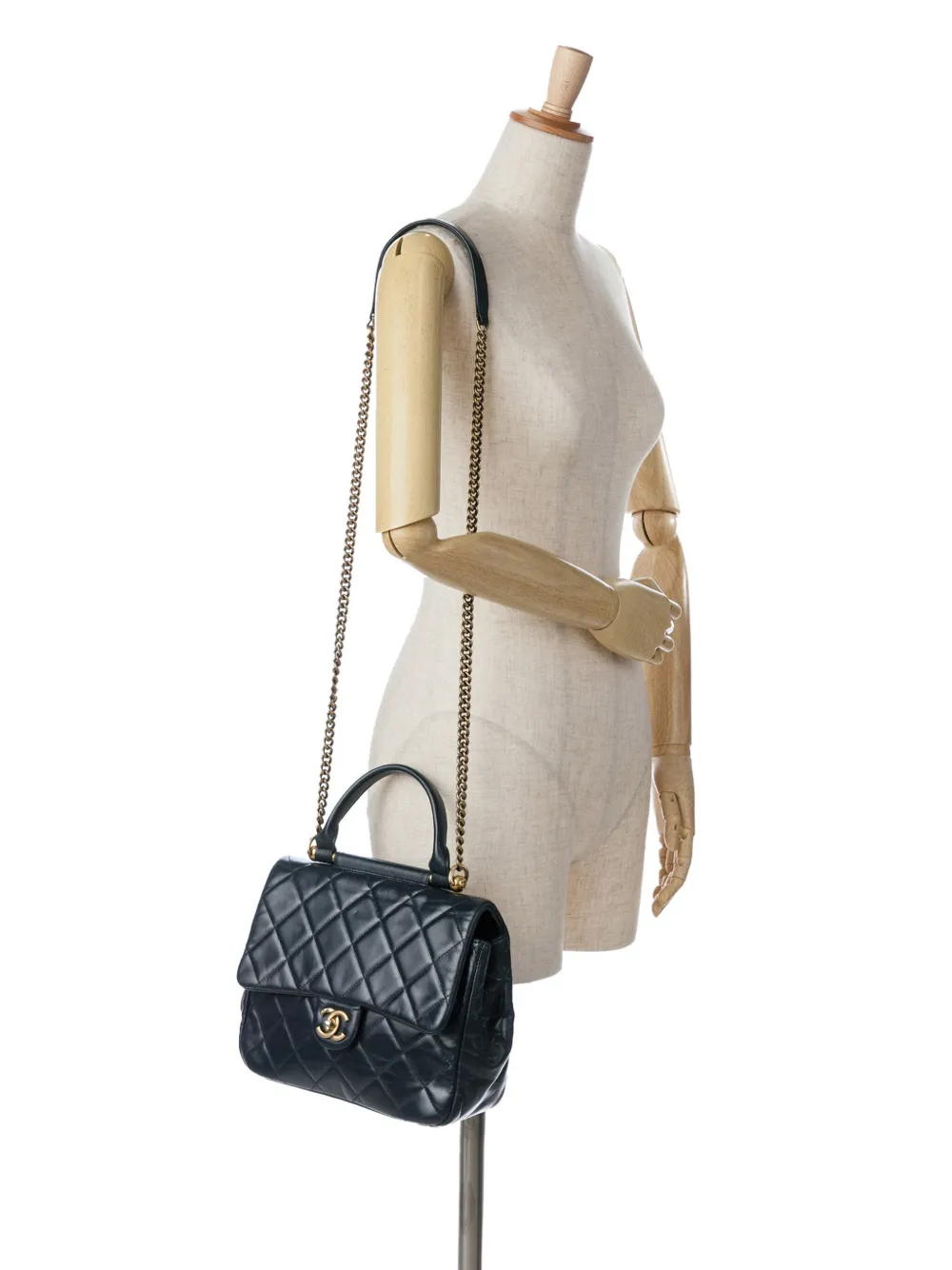 2016 2017 Small Lambskin Gold Bar Top Handle Flap satchel