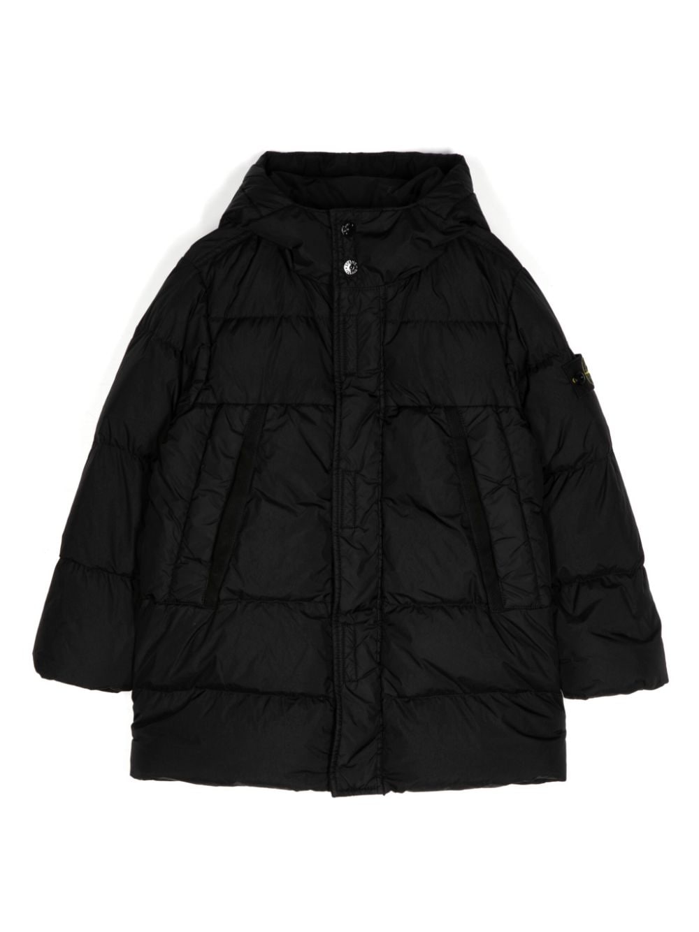 Stone Island Junior Donsjack met Compass-logopatch Zwart