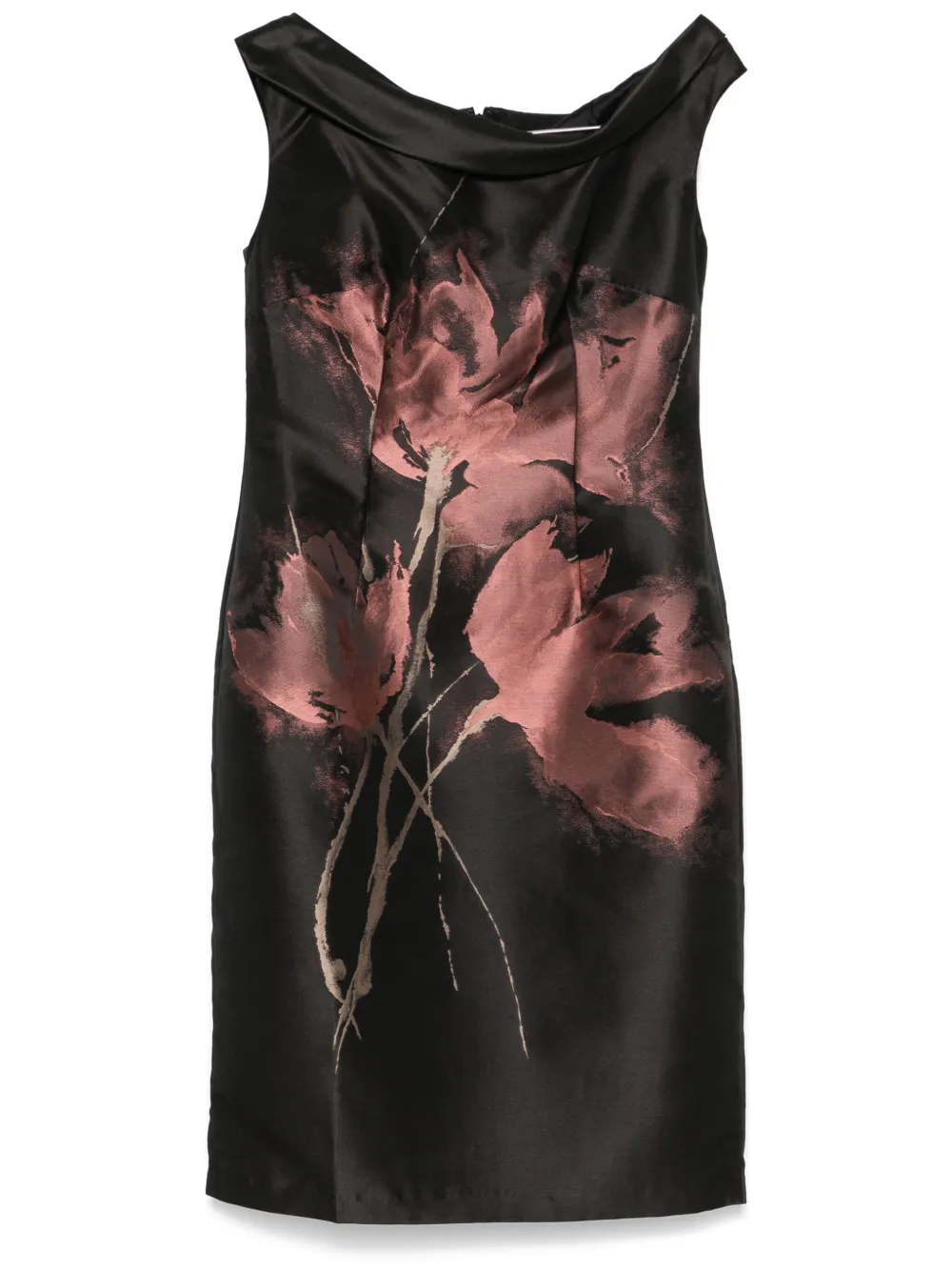 floral-jacquard midi dress