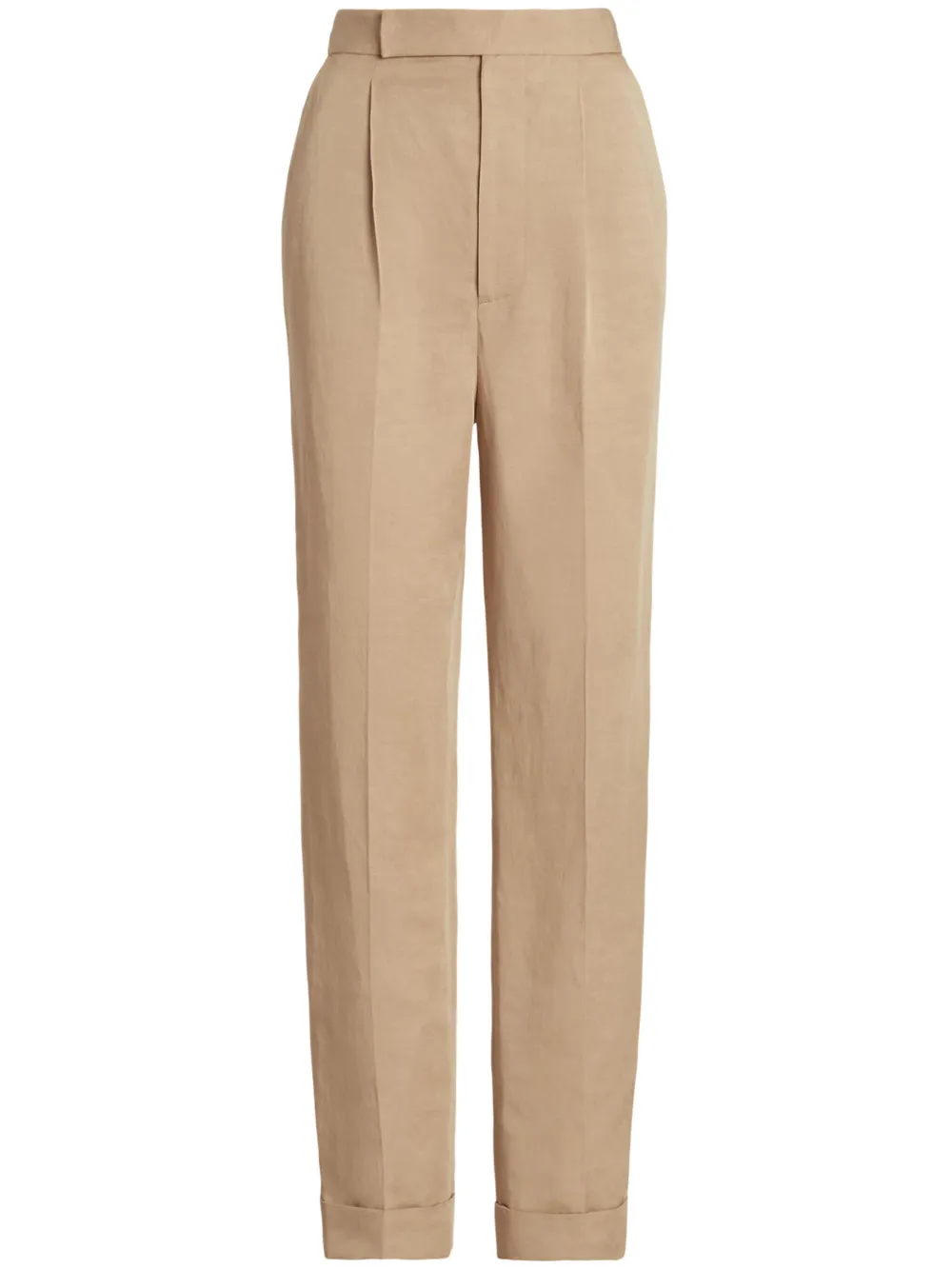 Polo Ralph Lauren Evanne Pleated Linen-blend Trousers In Neutrals