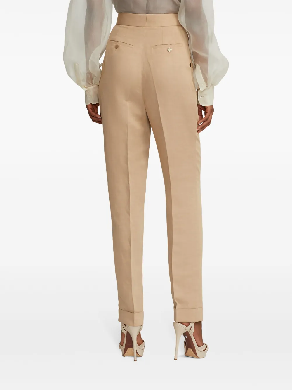 Polo Ralph Lauren Evanne Pleated Linen-blend Trousers In Neutrals