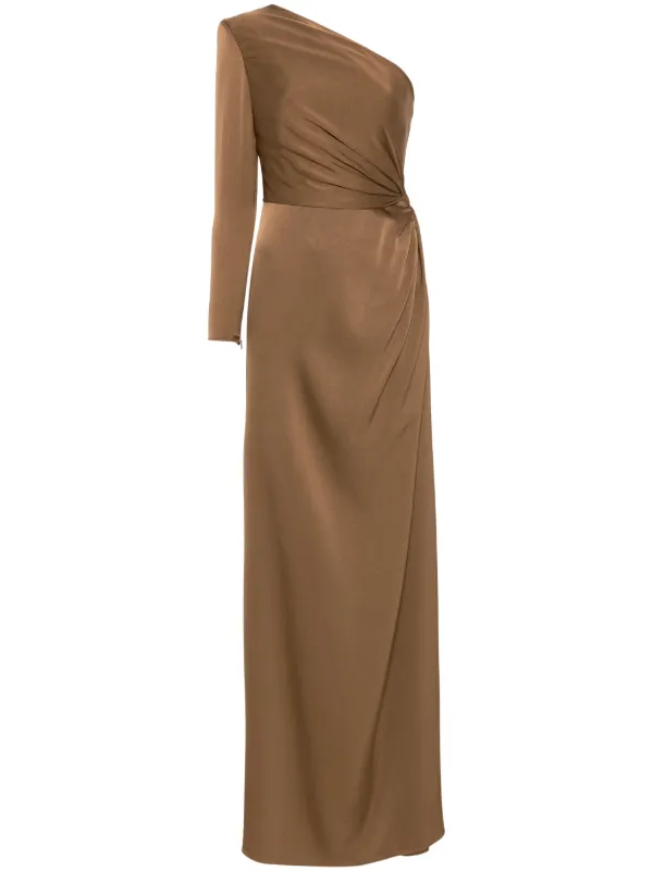 Alex Perry twist-detail Satin Gown | Brown | FARFETCH BN Alex Perry twist-detail Satin Gown | Brown | FARFETCH BN