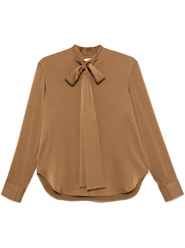 Alex Perry Satin Shirt in Brown