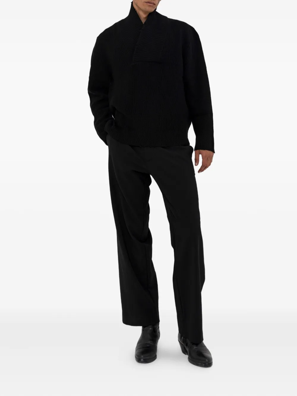 Laneus shawl-collar frayed sweater | Knitted Sweaters | Image 2