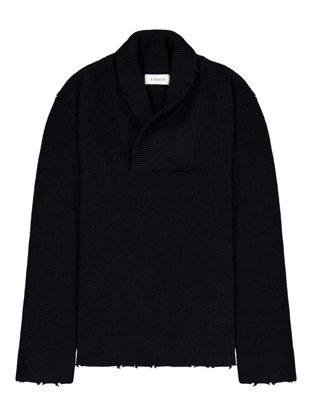 Laneus shawl-collar frayed sweater | Blue | Image 1