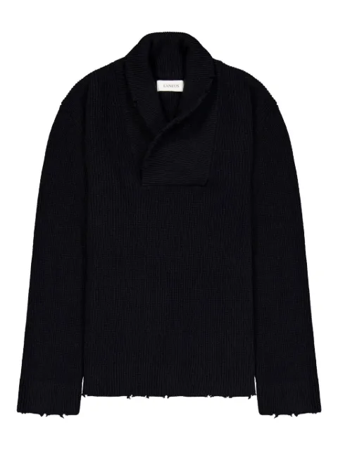 Laneus shawl-collar frayed sweater