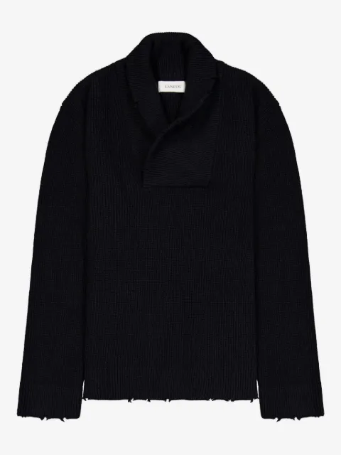 Laneus shawl-collar frayed sweater