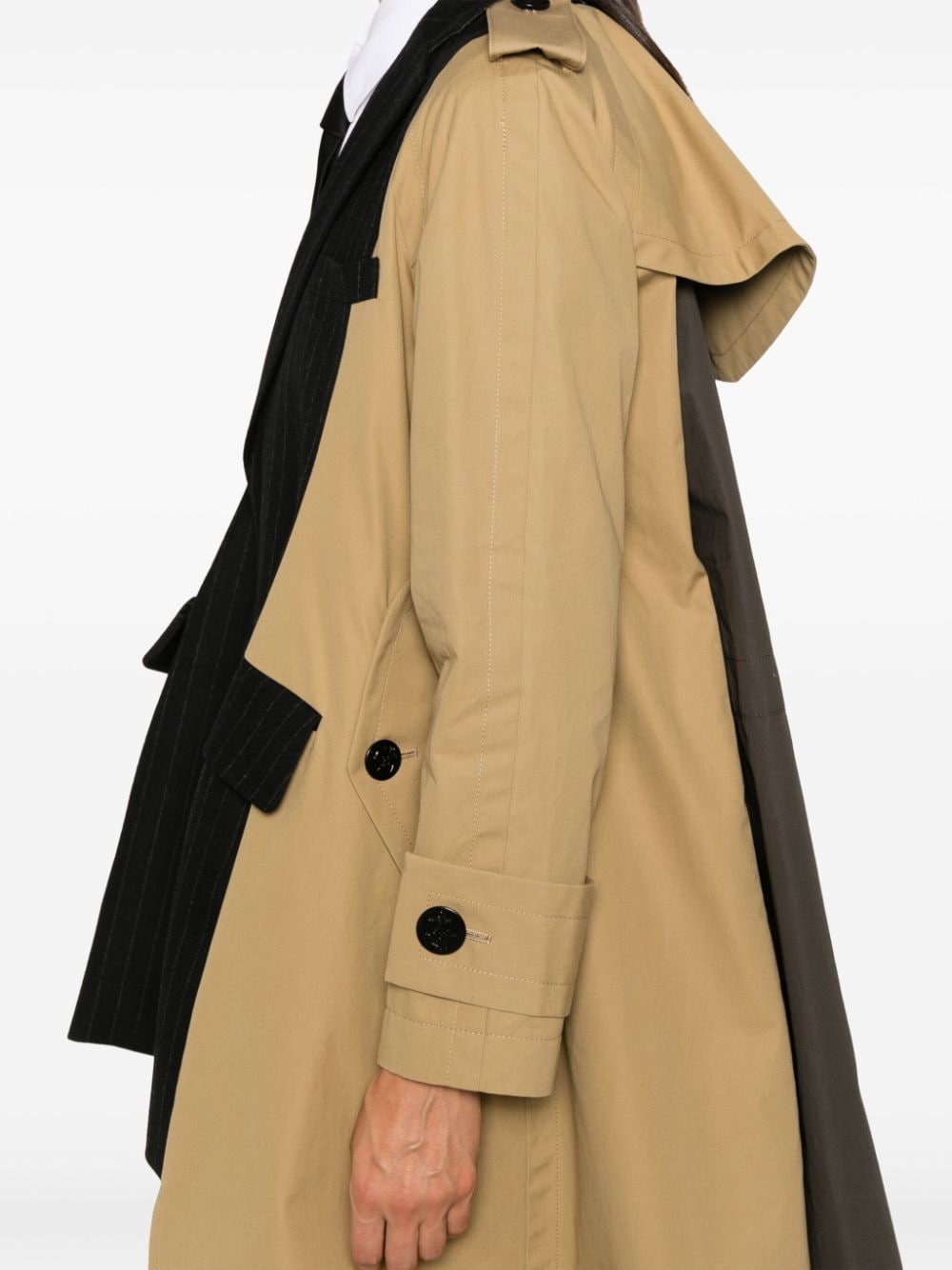 Shop Sacai Panel-detailed Trench Coat In Brown