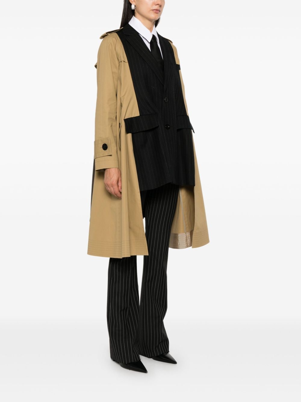 Shop Sacai Panel-detailed Trench Coat In Brown