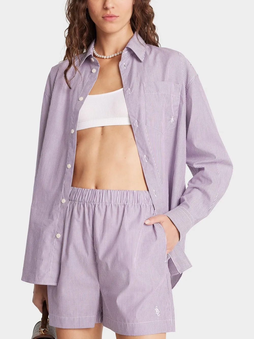 Sporty & Rich Gestreept blouse Paars