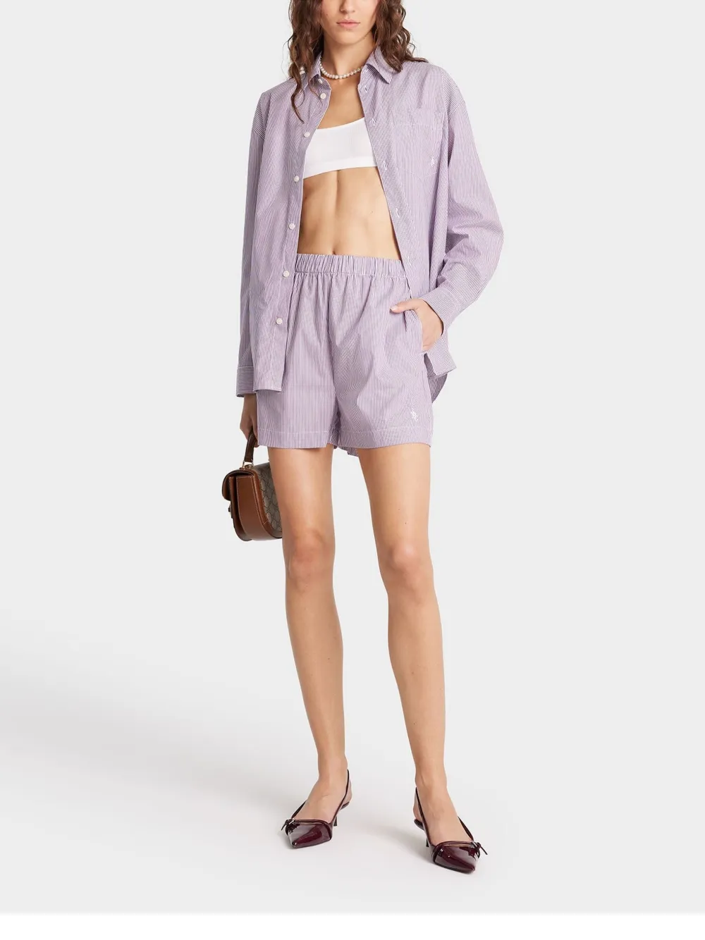 Sporty & Rich Gestreept blouse Paars