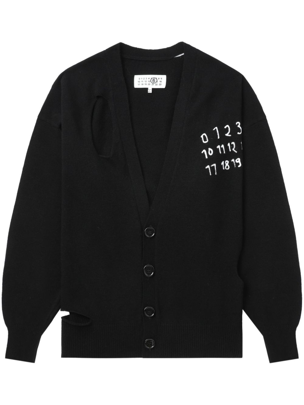 MM6 Maison Margiela numbers-motif cardigan - Black