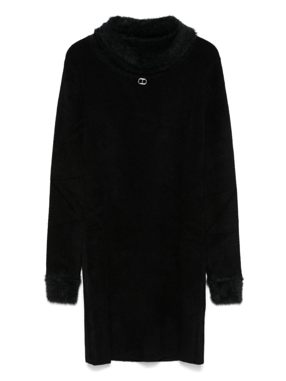 TWINSET Kids faux-fur trim knitted dress - Black